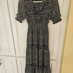 MAX STUDIO Ruffle Tiered Maxi BOHO Floral Dress XS